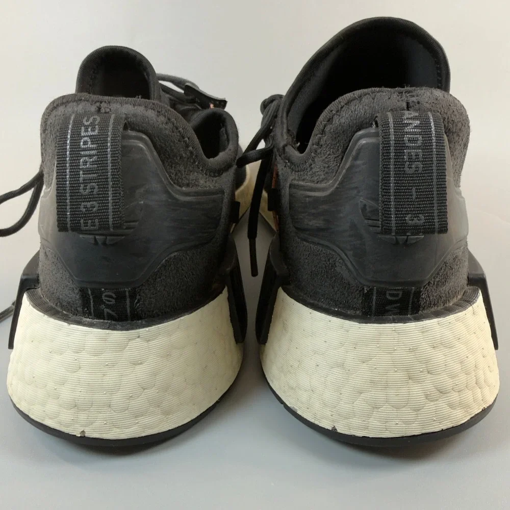 Adidas NMD R1 Mens 12 Running Shoes Black White Lace Up‎ Low Training Sneakers